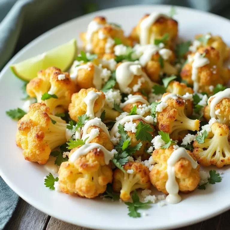 Creamy cauliflower elote with lime and cheese ready to serve