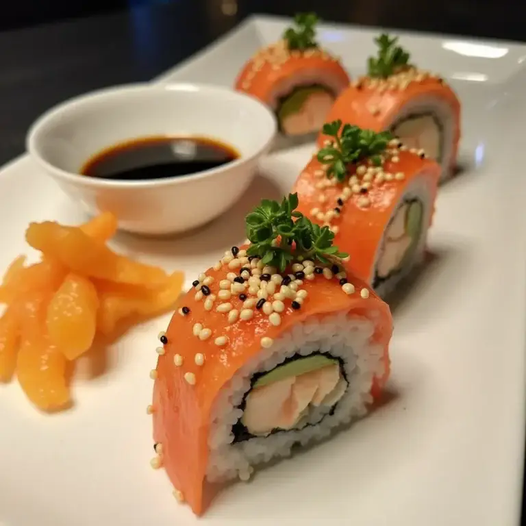 Delightful lobster roll sushi ready to eat