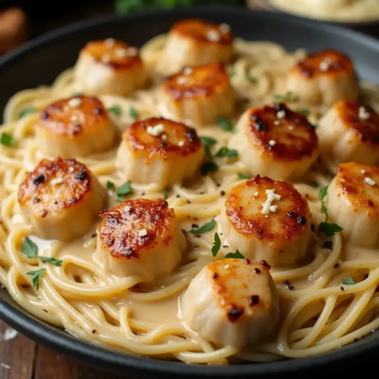 Garlic Butter Chicken Bites with Creamy Parmesan Pasta
